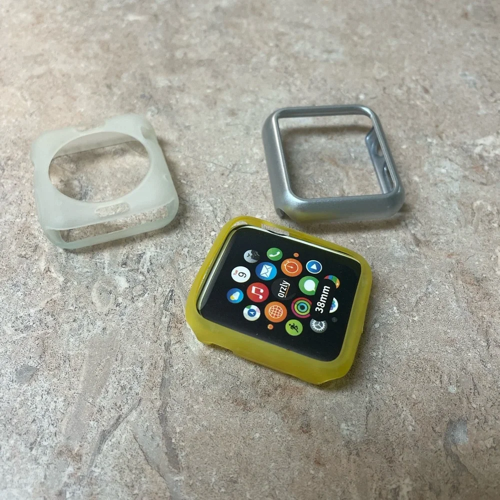 Bundle of 3 Silicone and Plastic Smart Watch Face Cases, 38 mm Face